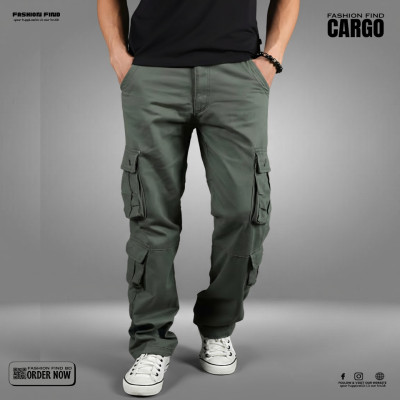 8 Pocket BELT CHINOS CARGO PANTS ( olive)