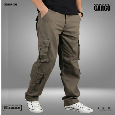8 Pocket BELT CHINOS CARGO PANTS ( Brown)