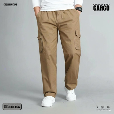 6 Pocket BELT CHINOS CARGO PANTS ( KHAKHI BROWN )