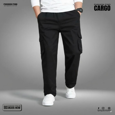 6 Pocket BELT CHINOS CARGO PANTS ( black )