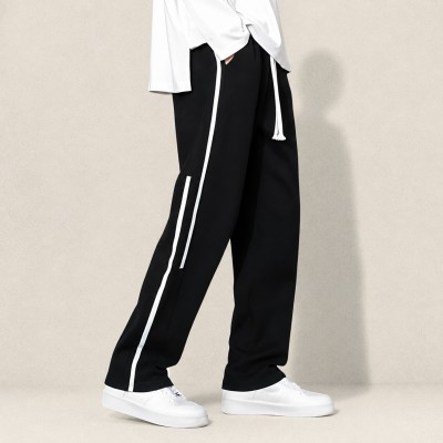 Men's Zikzak Side Stripe Track Pants – Black
