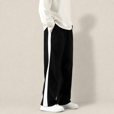 Men's Baggy Black Side Stripe Track Pants