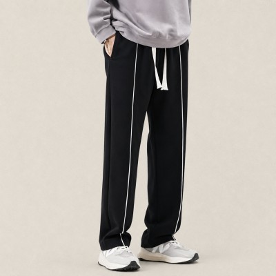 Men's 1 Stripe Baggy Track Pants – Black