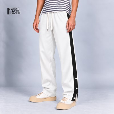 3 BUTTON BAGGY JOGGERS-WHITE