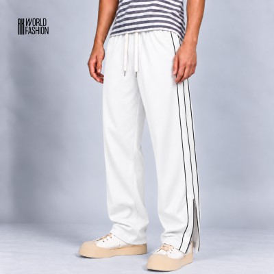 LOW CUT ZIPPER  BAGGY JOGGERS-WHITE