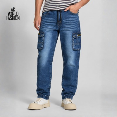 Premium Cargo Denim Jogger - Deep Blue