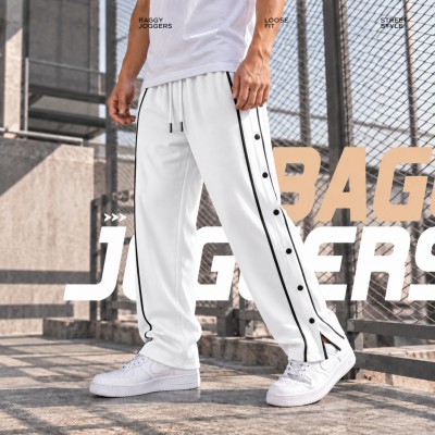 7 BUTTON BAGGY JOGGERS-WHITE