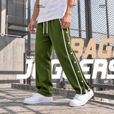 7 BUTTON BAGGY JOGGERS-OLIVE