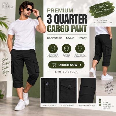 Premium Ripstop Cargo Shorts – Black